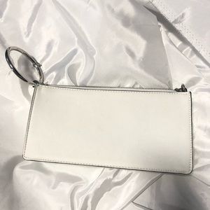 White Clutch with metal ring wristlet